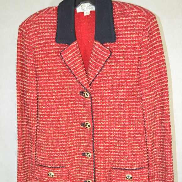 (BEAUTIFUL) ST. JOHN COLLECTION RED & BLACK & GOLD SIZE 4